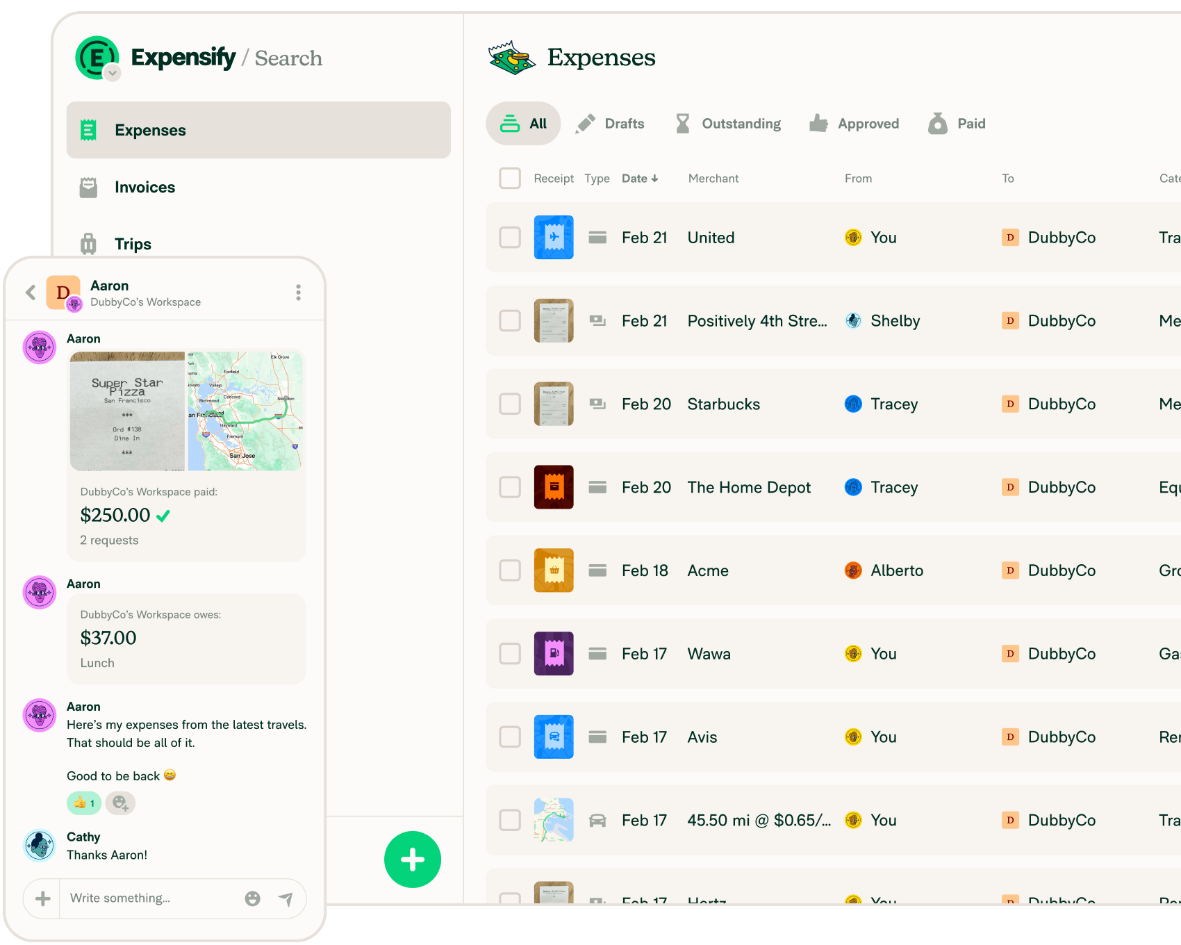 Screenshot of Expensify